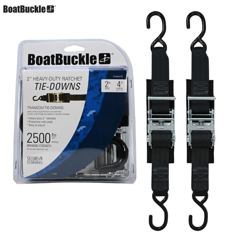 Sangles d’arrimage renforcées pour tableau arrière – 51 mm × 122 cm – 1 134 kg – Paire de 2 | BoatBuckle