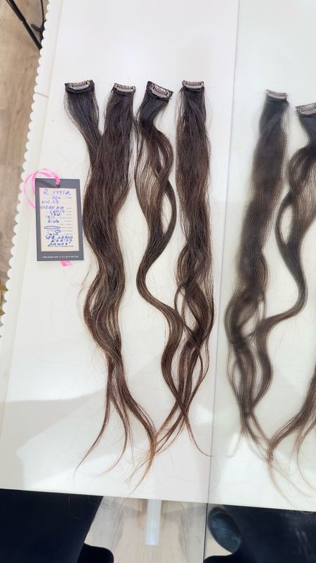 תוספת שיער קליפס חדש שיער רוסי צבע חום  ,משקל 29 גרם,אורך 60 סיים #3495R