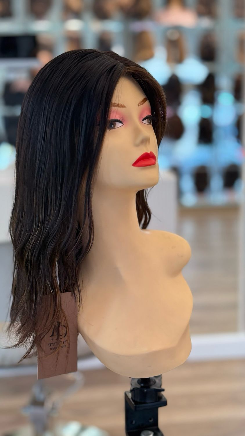 פאה  טבעית קאסטם ,סקין ,מחודשת ,צבע חום כהה,בלי פוני,אורך יחיד#3520 