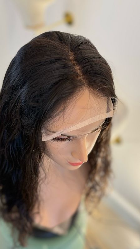 פאה טופ לייס ,Top Lace wigs,חדשה, ייבוש טבעי,שיער גלי,,צבע 2,חום ככה שחור ,קאסטם,#3554T/R