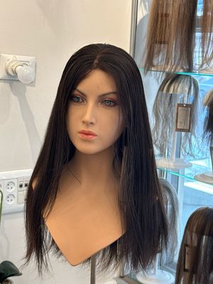 פאה ארוכה טבעית טופ לייס,יד שניה ,צבע כהה#3511R 