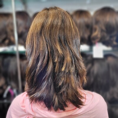 פאה מדורגת עם גוונים עם פוני משיער טבעי על ראש בובה – #RDW1946