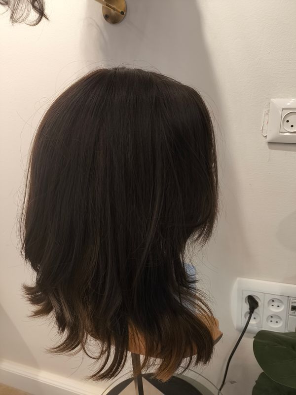 פאה טבעית קאסטם מחודשת יד שניה כמו חדשה מעוצבת ,צבע חום#3419