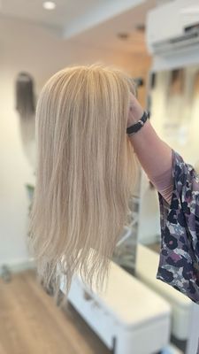 יחידת שיער טופר , תוספת שיער כליפז למילוי שיער בקרקפת  , ארוך,שיער טבעי, צבע בלונד