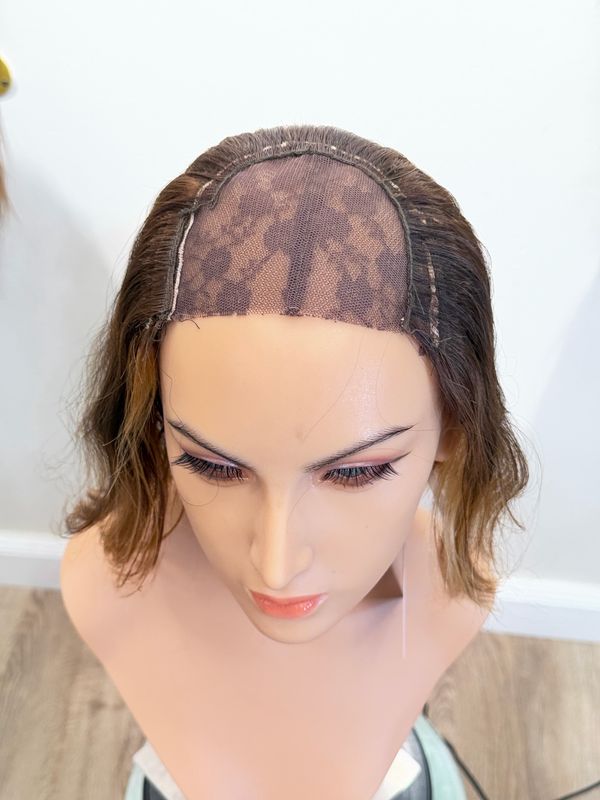 חצי פאה, פאה לכובע/ קסקט,מטפחת,שיער טבעי,קצר ,מחודשת יד שניה#3661#