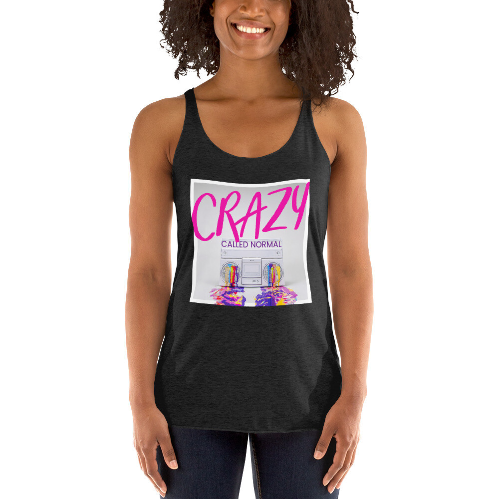 Crazy Called Normal-Women's Racerback Tank, Color: Vintage Black, Size: XS