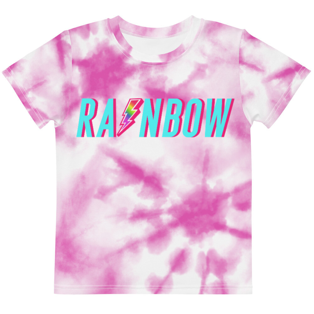The Pink Tie Dye Kids Rainbow crew neck t-shirt, Size: 2T