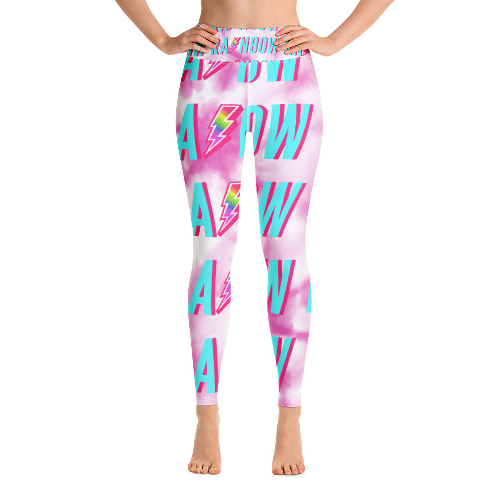 The Pink Tie Dye Rainbow Yoga Leggings, Size: XS