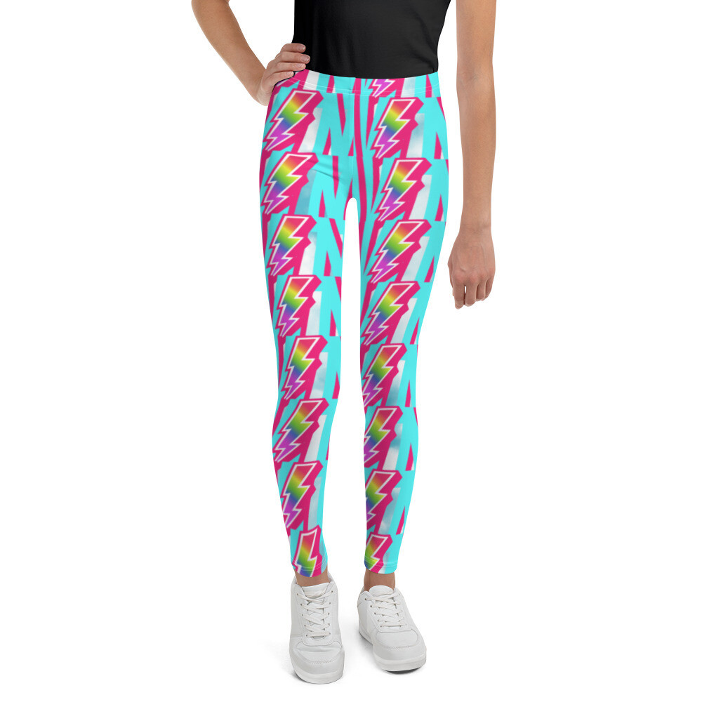 The Blue Tie Dye Rainbow Youth Leggings, Size: 8