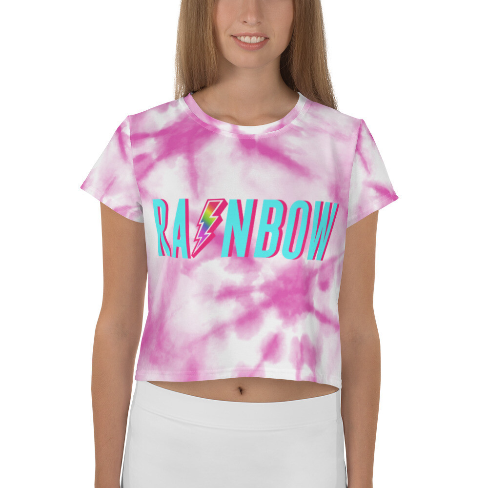 The Pink Tie Dye Rainbow Crop Tee, Size: XS