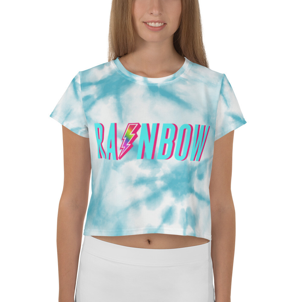 The Blue tie Dye Rainbow Crop Tee, Size: XS