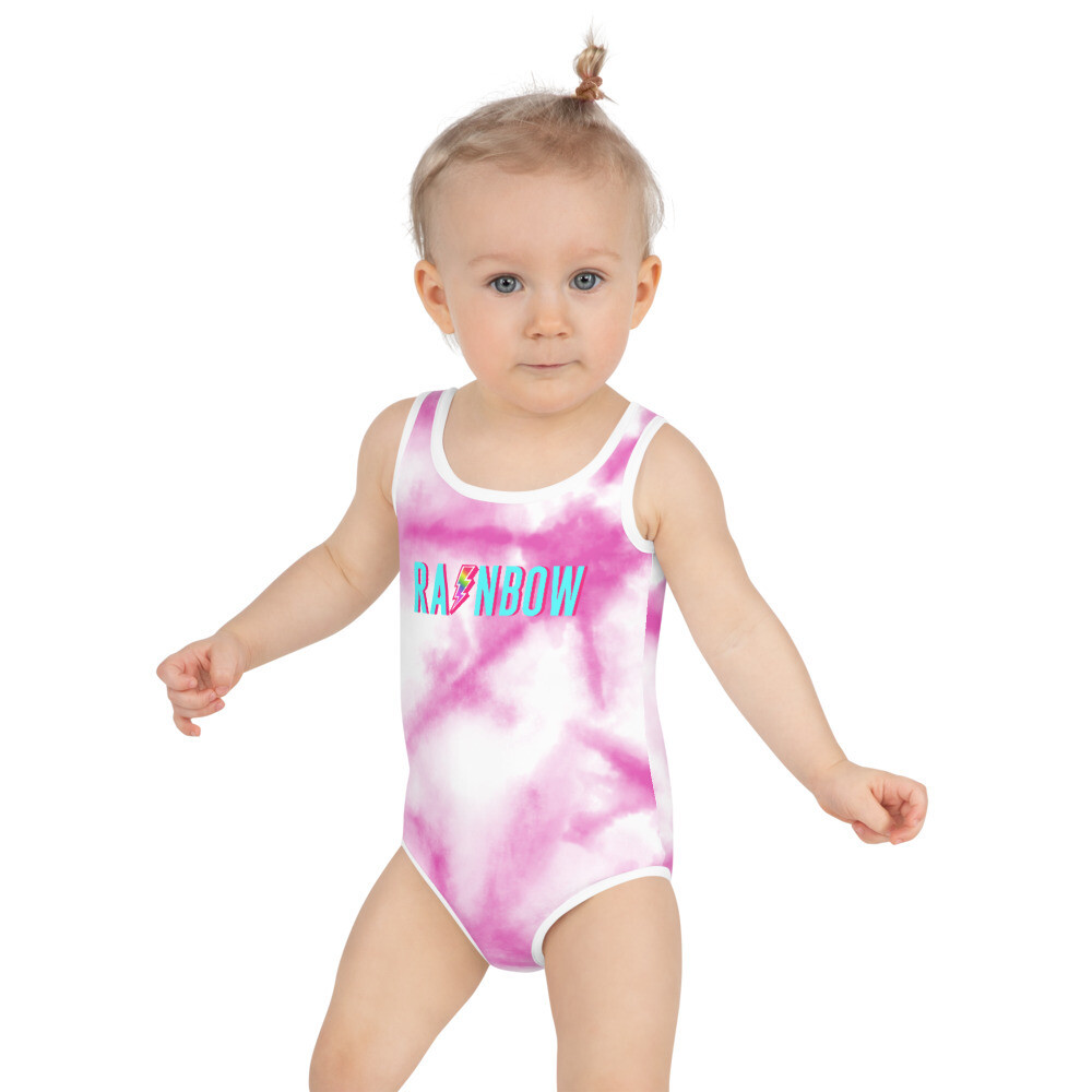 The Pink Tie Dye Rainbow Kids Swimsuit, Size: 2T
