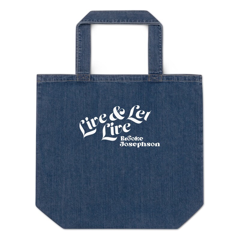 Live &amp; Let Live-Organic denim tote bag