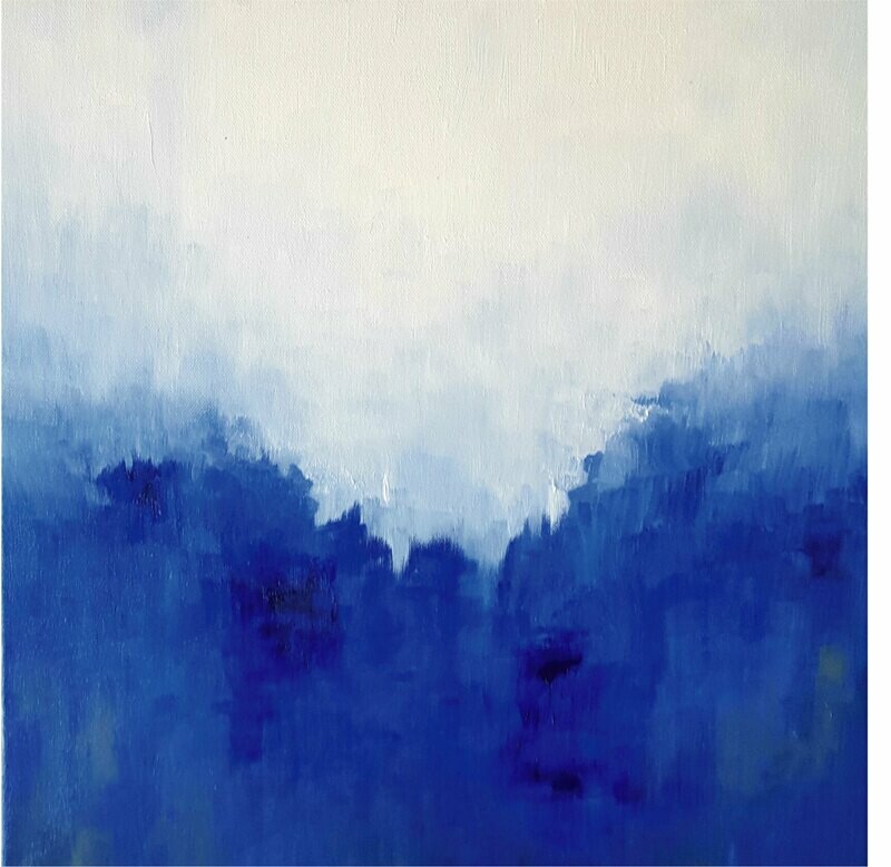 Modern Abstract Canvas Print Blue White Minimal