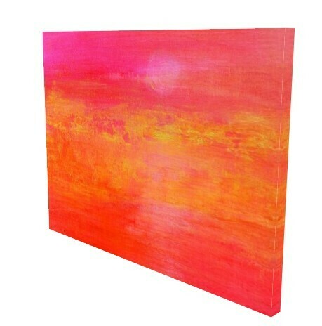 Abstract Art Print - Modern Canvas Giclee - Red Sunrise Sunset