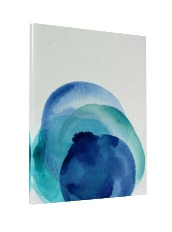 Abstract Art Print - Modern Canvas Giclee - Watercolor Blue