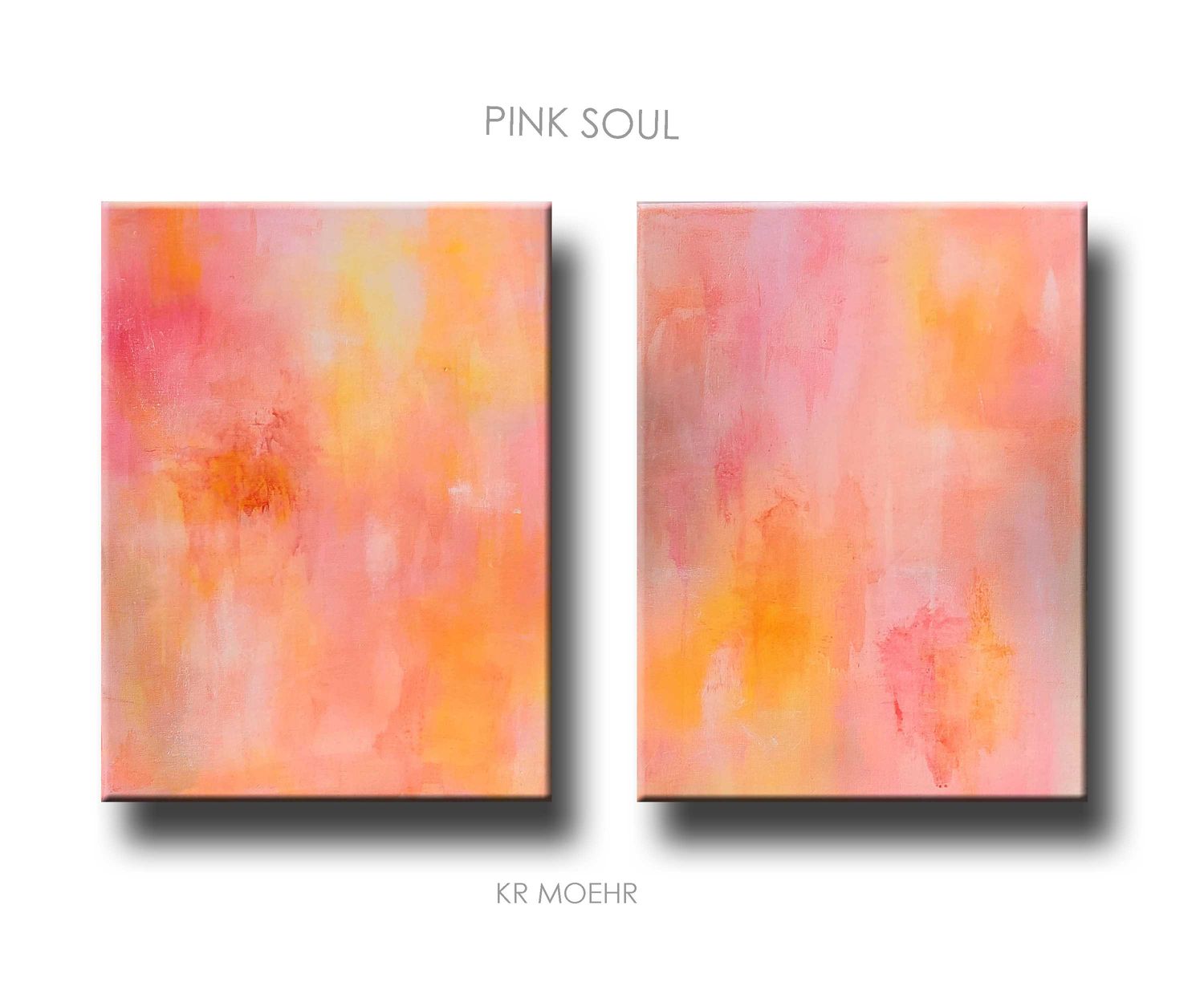 PINK SOUL Modern Abstract Canvas Wall Art Diptych - Set/2 - Sale