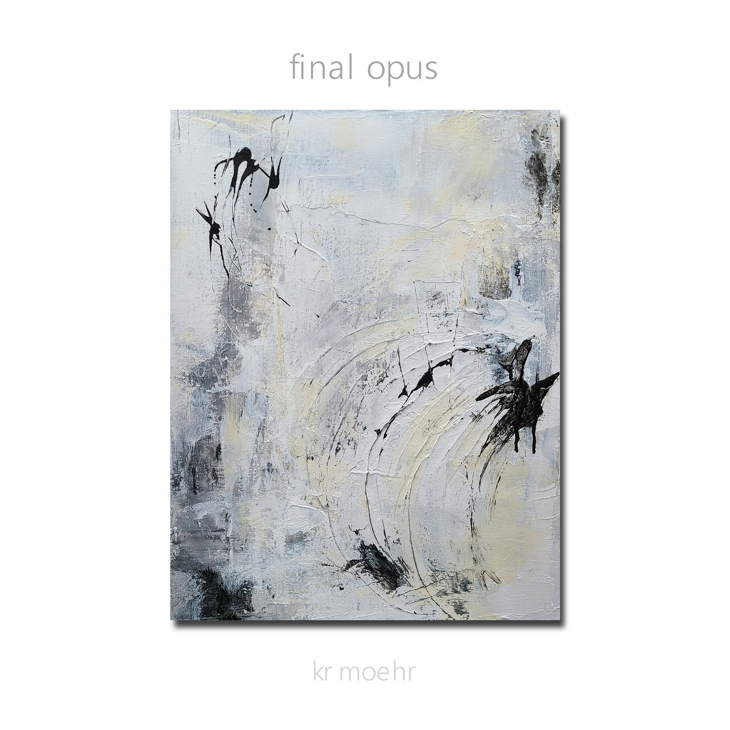 Neutral Modern Abstract Black White Canvas Wall Art Painting
