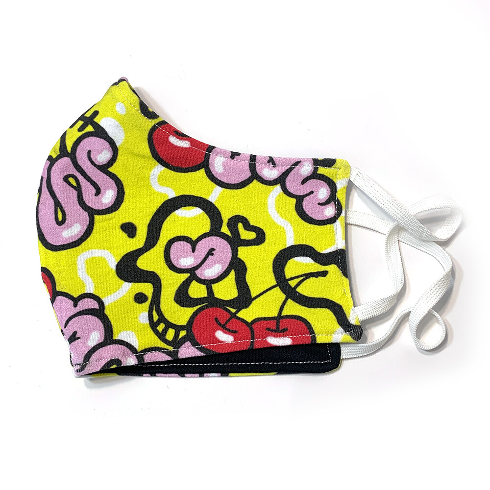Yellow Fitted Graffiti Guts Face Mask