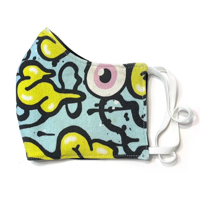 Blue Fitted Graffiti Guts Face Mask