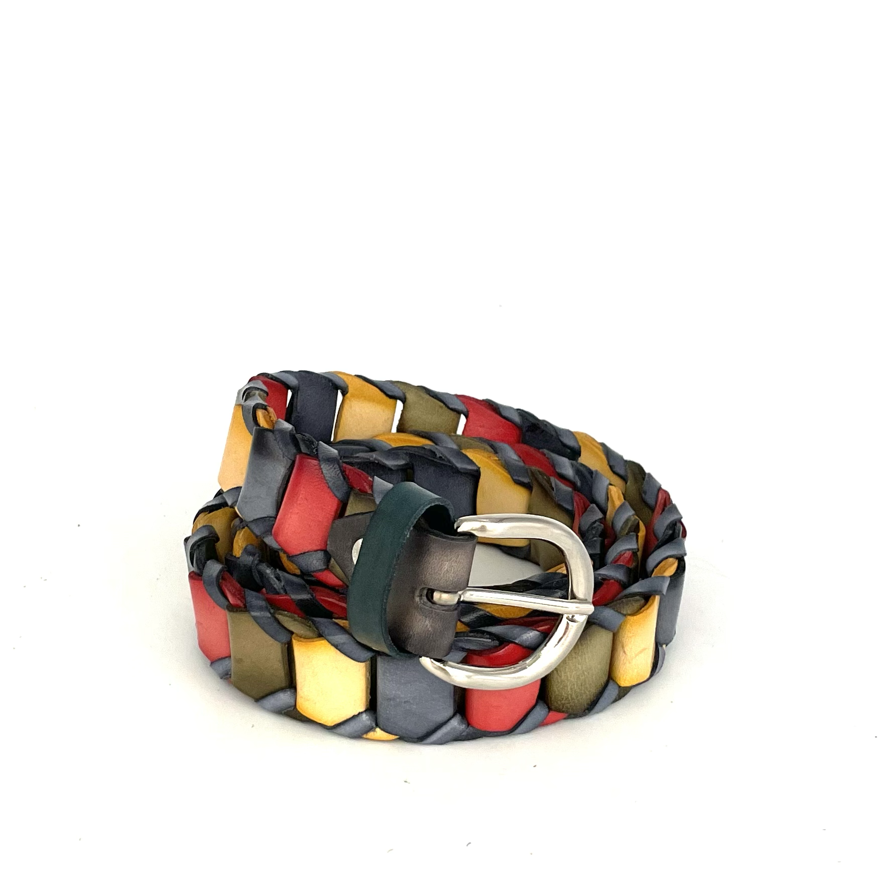 Cintura intreccio anello multicolor vero cuoio 35mm CVD 00564