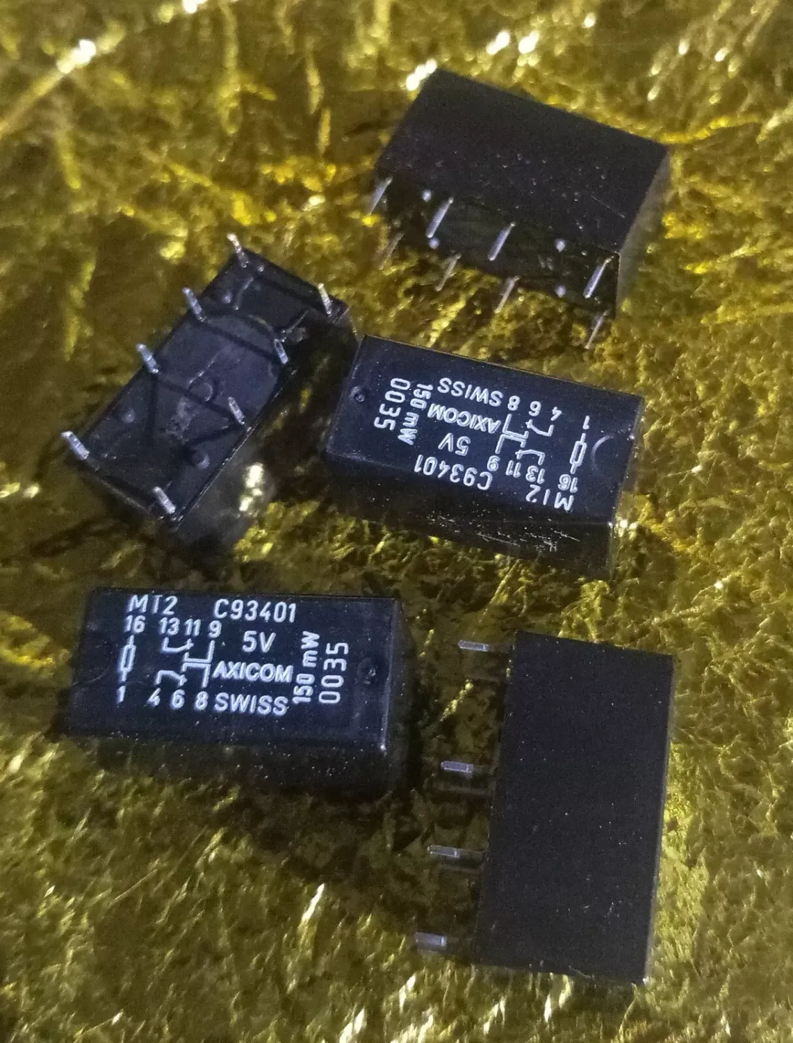 5V DC Relay 150 mW Coil Power DPDT C93401 MT2 AXICOM PCB THT