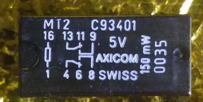 5V DC Relay 150 mW Coil Power DPDT C93401 MT2 AXICOM PCB THT