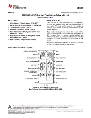 LM1036 - Dual DC Operated Tone Volume Balance Circuit DIP20 NATIONAL