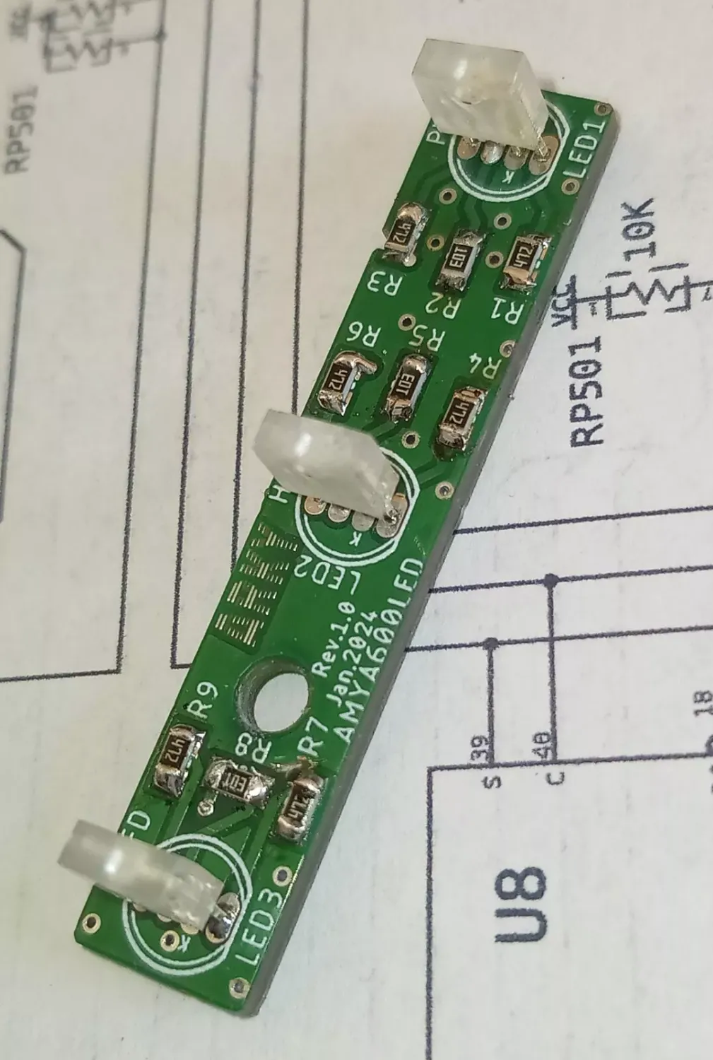 AMYA600LED - A RGB Programmable Commodore Amiga 600 3x LED Replacement A600 PCB, Version: Stand-alone