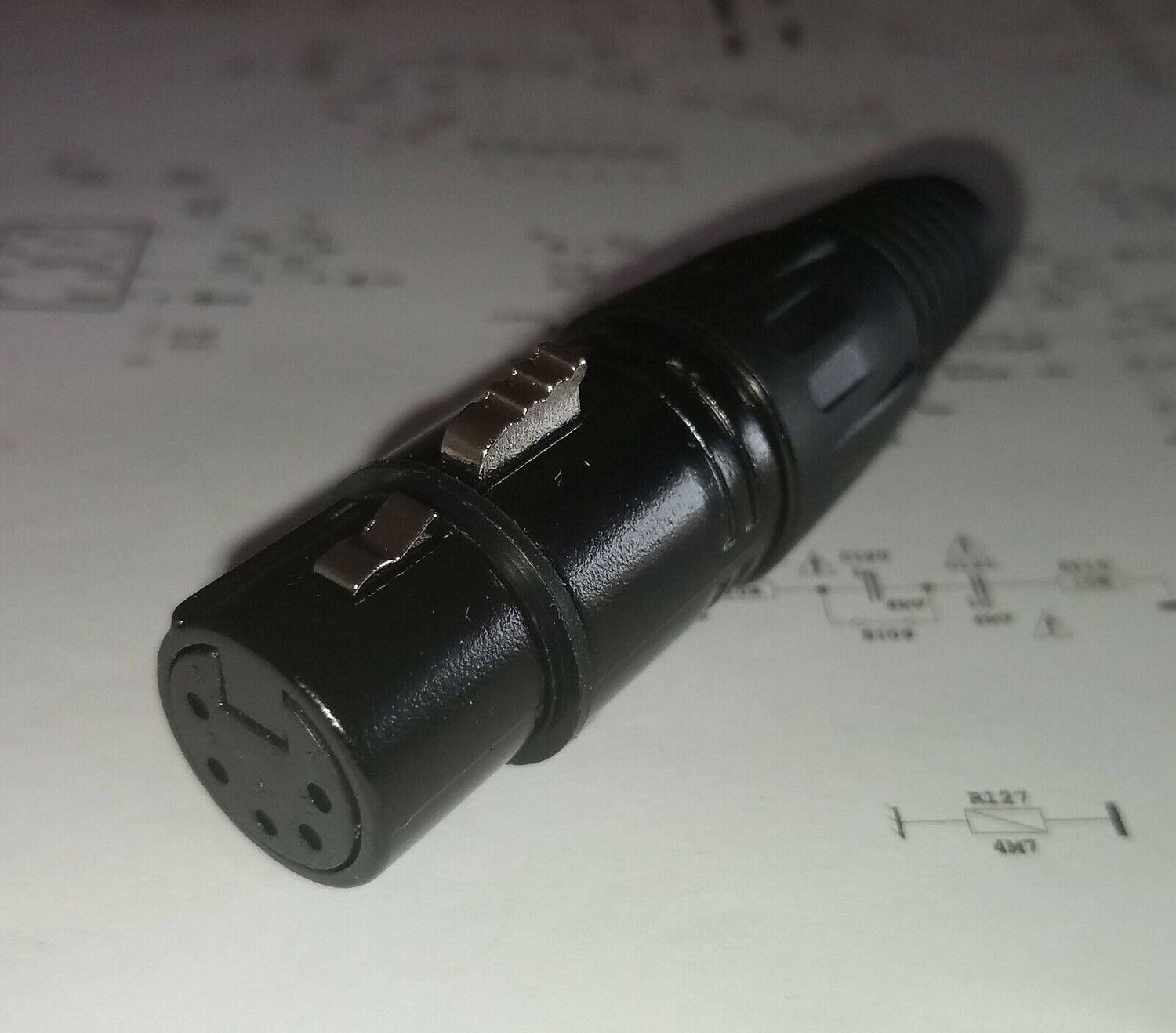 Connector XLR Cannon Socket Female 5 Pole PVC Black, solder contacts