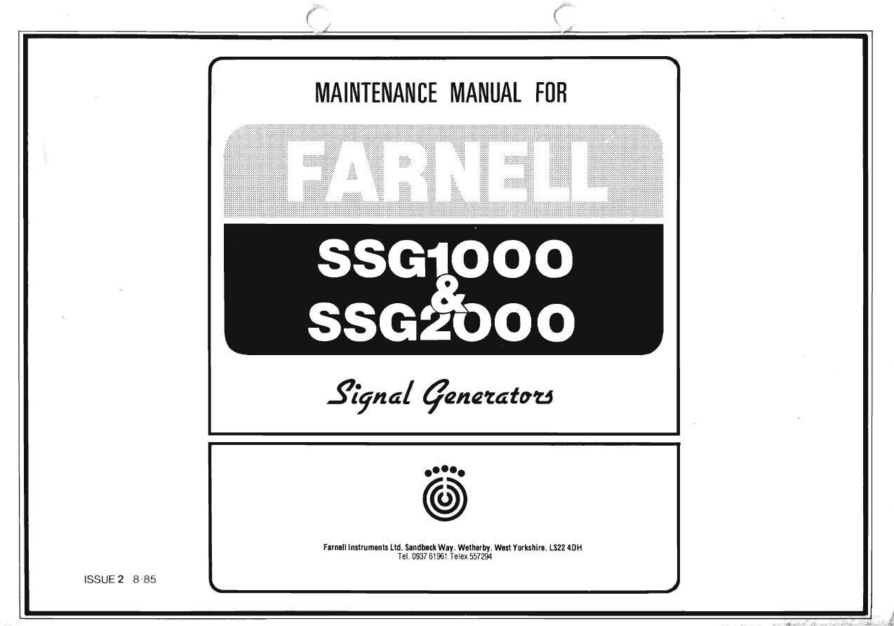 Farnell SSG1000 SSG2000 Maintenance Service Manual PDF DIGITAL FILE RARE Vintage