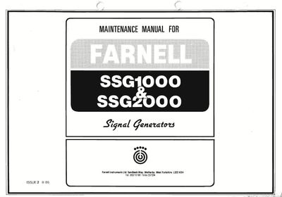 Farnell SSG1000 SSG2000 Maintenance Service Manual PDF DIGITAL FILE RARE Vintage