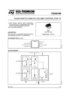 TDA 8196 - AUDIO SWITCH AND DC VOLUME CONTROL FOR TV