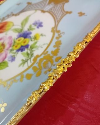 Elegant Porcelain Tray with Gold-Tone Handles - Baroque Style