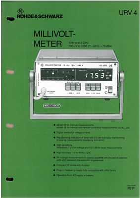 ROHDE &amp; SCHWARZ MILLIVOLTMETER URV.4 MANUAL SERVICE PDF DIGITAL FILE RARE Vintage
