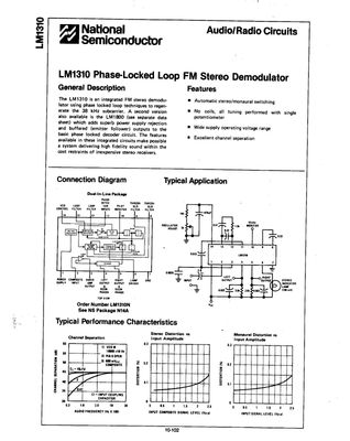 Motorola MC1310 - National LM1310N -  PLL FM Stereo Demodulator