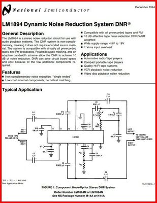 LM1894 Stereo Dynamic Noise Reduction System DNR DIP16 RARE NOS Vintage