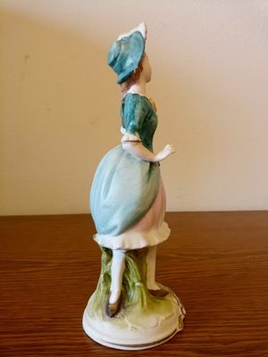 Capodimonte Porcelain Figurine — Rococo Lady with Mandolin — Crown N Mark, Italy, Mid-20th Century