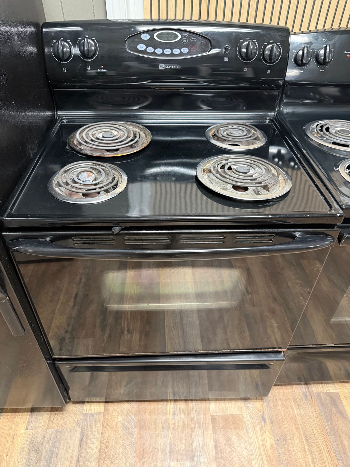 Black Maytag Coil Top Oven