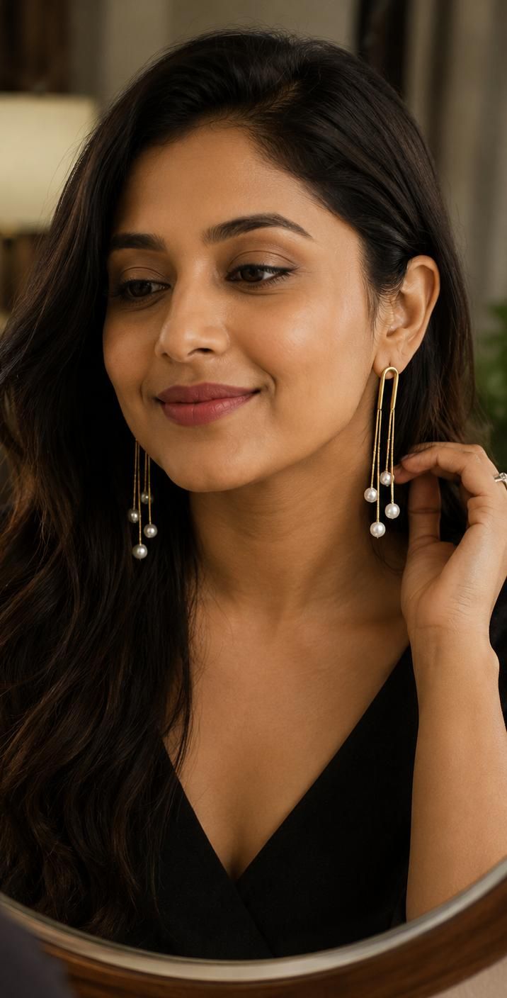 Pearl cascade Tassel Earrings