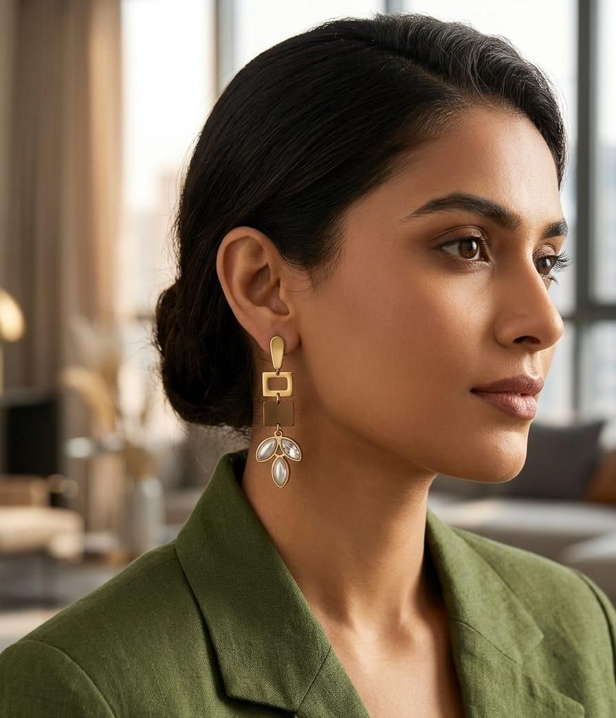 Golden Pearl drop Earrings