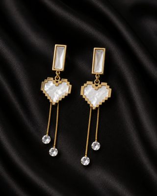 Pixelated Heart Drop Earrings