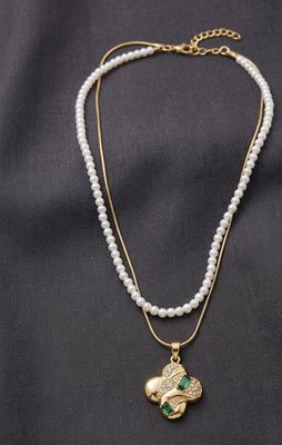Korean Golden clover Layer necklace