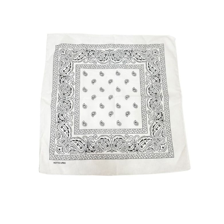 White Paisley Bandana 20x20in