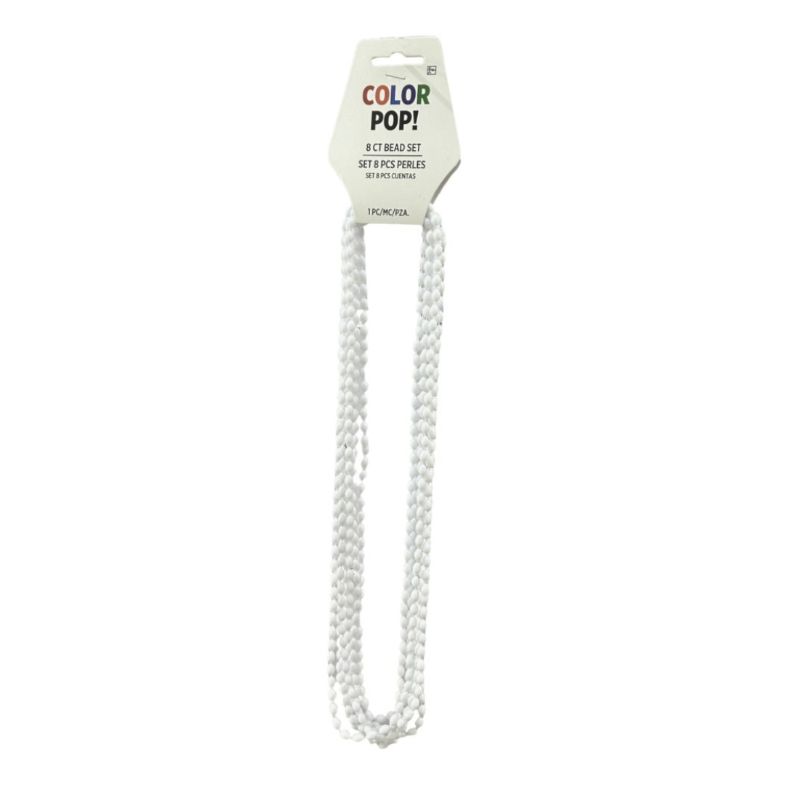 White 30 in., 8ct Oval Beads