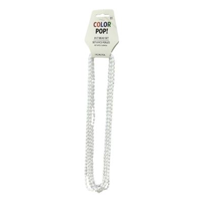White 30 in., 8ct Oval Beads