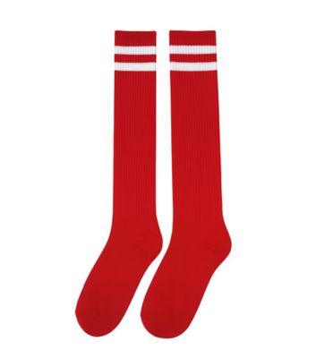 Red Knee High Striped Socks