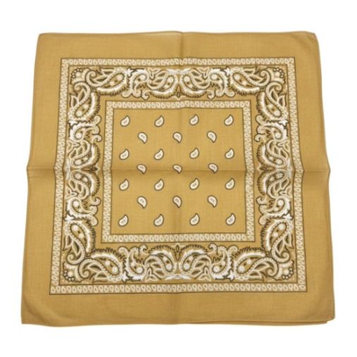Gold Paisley Bandana 20x20in