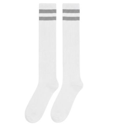 Silver Knee High Striped Socks