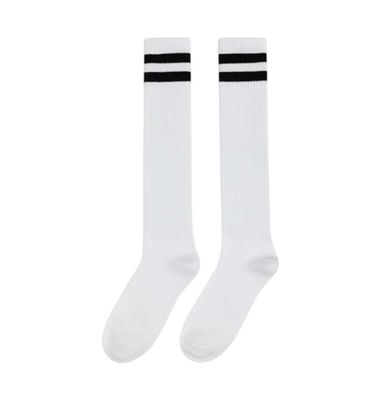 White Knee High Striped Socks